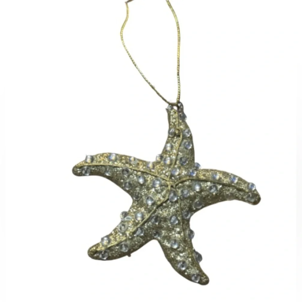 Gold glass Starfish Holiday Ornament